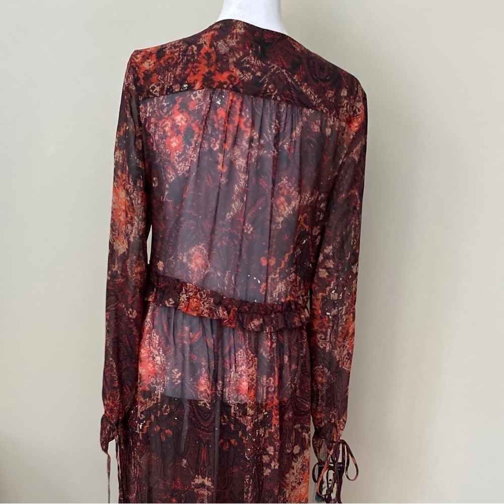 INTERMIX Red and Black Maxi Dress Paisley Transparent Medium - Picture 8 of 9